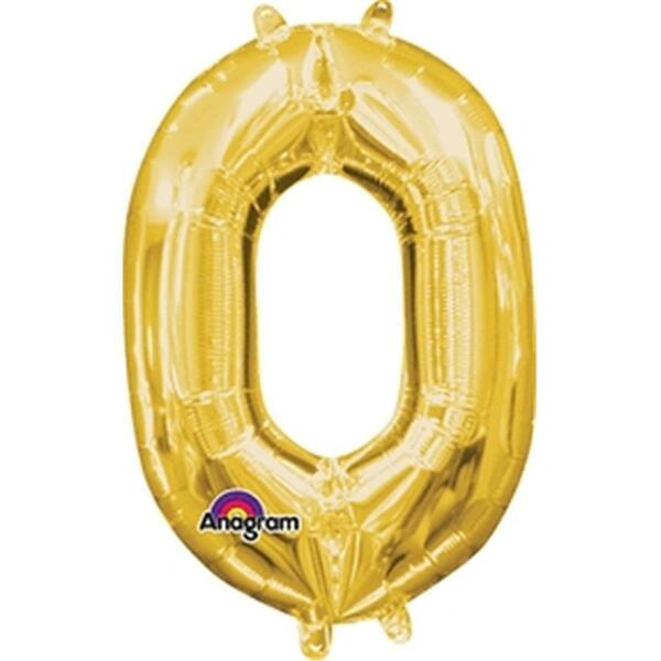 Anagram 16 in. Number 0 Gold Shape Air Fill Foil Balloon 78522